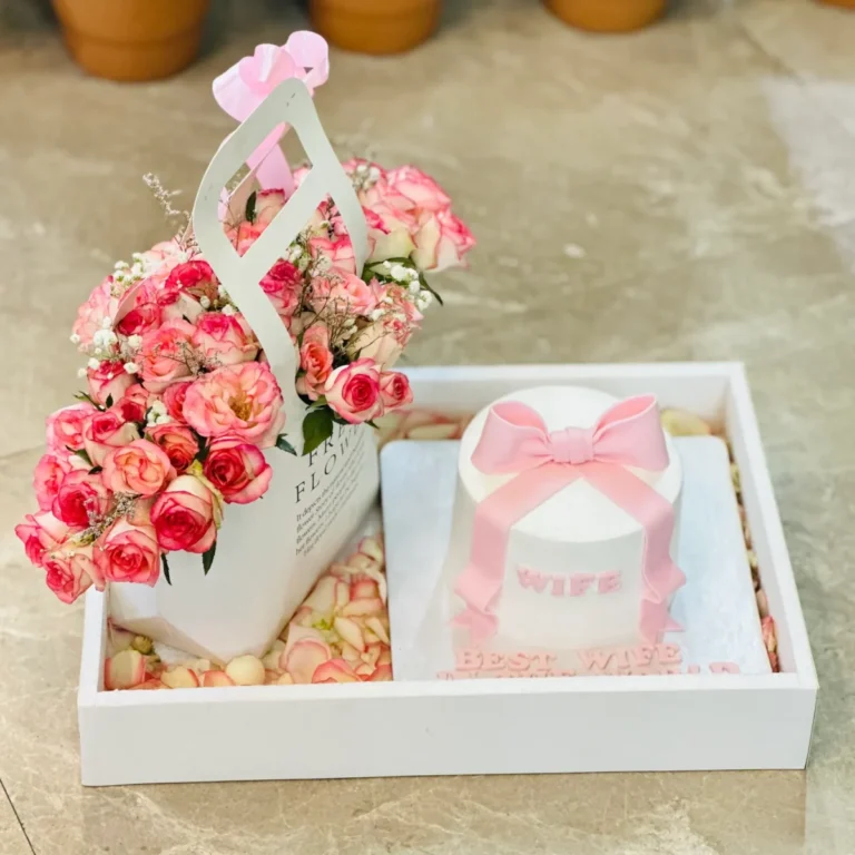 Cake and Flower Box Gift